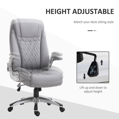 Faux Leather Executive Swivel Office Chair - Grey
