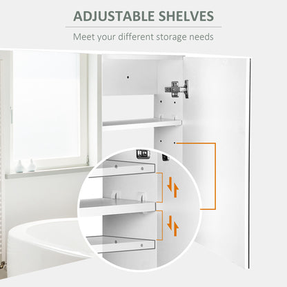 80 x 15 cm Double Door Bathroom Mirror Cabinet - White
