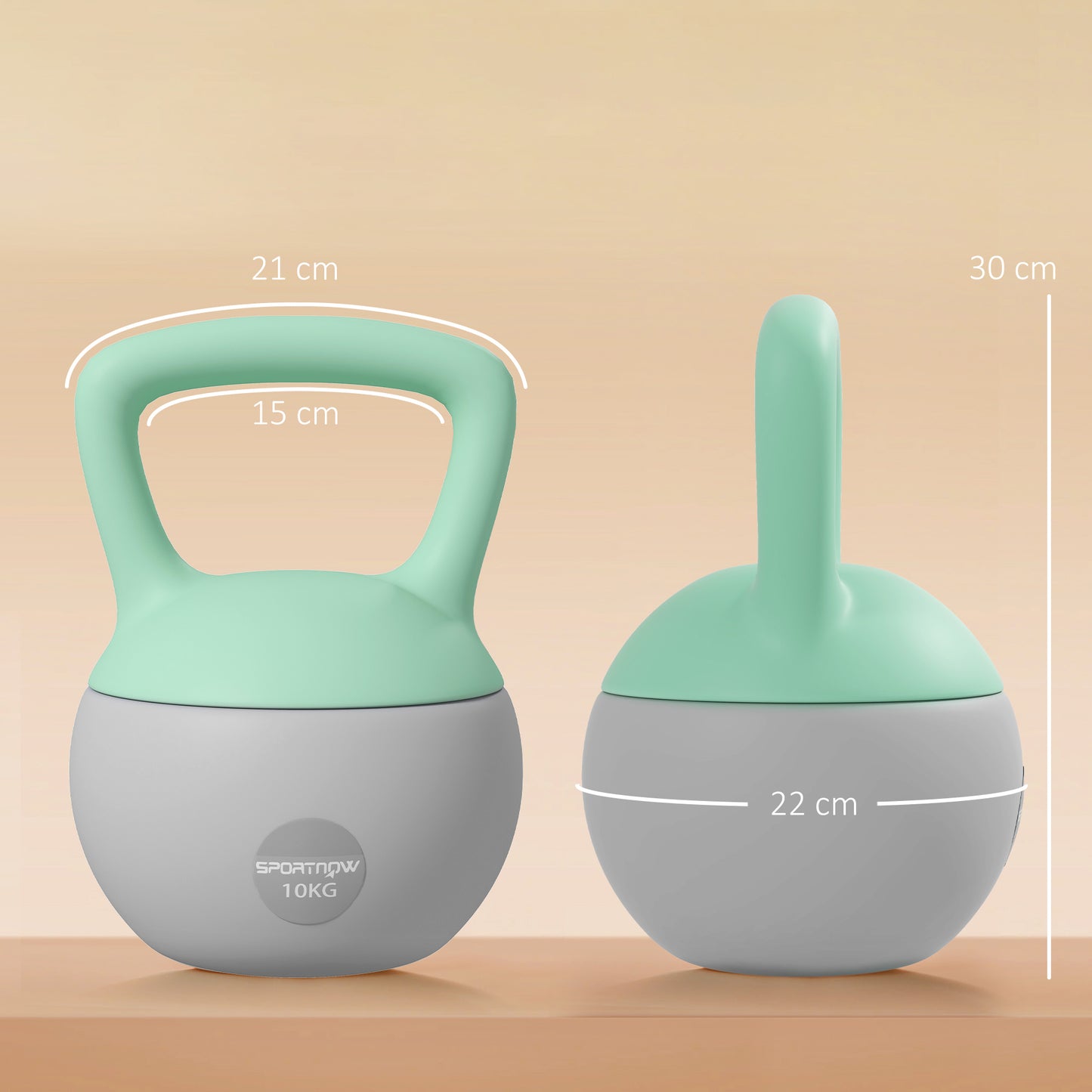10KG Soft Kettlebell, Kettlebell with Non-Slip Handle for Home Gym, Weight Lifting, Strength Training, Green/Grey