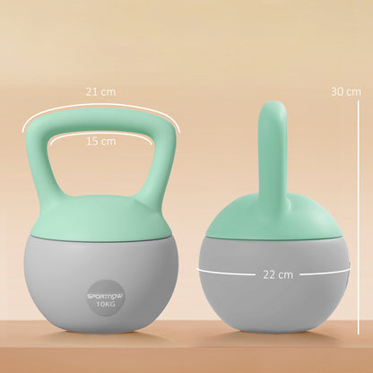 10KG Soft Kettlebell, Kettlebell with Non-Slip Handle for Home Gym, Weight Lifting, Strength Training, Green/Grey