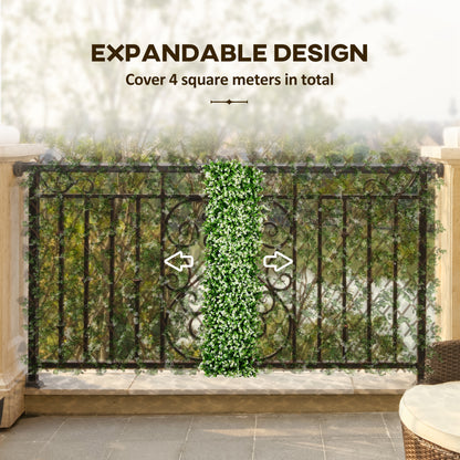 2pc Expanding Garden Trellis, 2 x 1m Faux Decorative Privacy Fence with Artificial Leaves