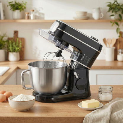 Stand Mixer, 6L 1400W Tilt-Head Food Mixer with 11 Speeds, Pulse & Fermentation Function, LED Display, Black