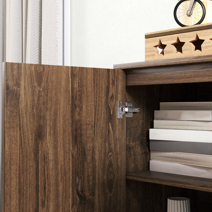 Sideboard Storage Cabinet with Golden Lines, Modern Luxury Living Room Cabinet with Adjustable Shelf, Steel Harpin Legs