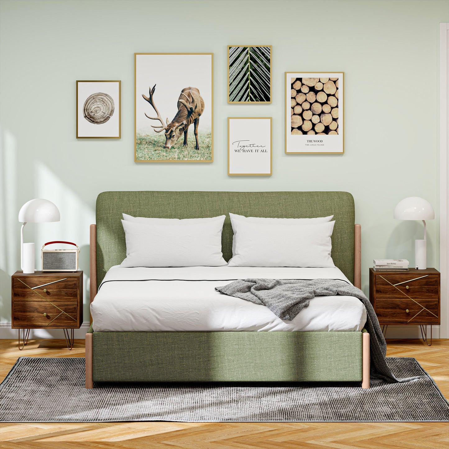Bedside Tables Set of 2, Modern Side Table Set with 2 Drawers and Steel Hairpin Legs, Nightstand for Bedroom