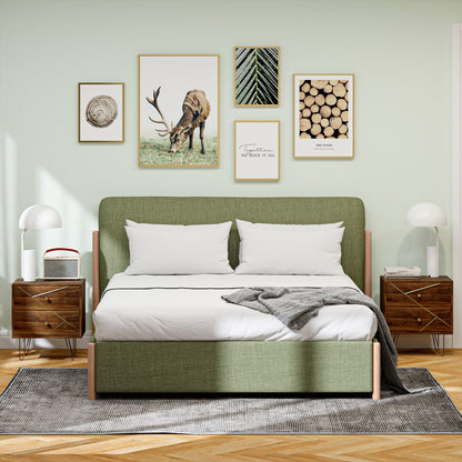 Bedside Tables Set of 2, Modern Side Table Set with 2 Drawers and Steel Hairpin Legs, Nightstand for Bedroom