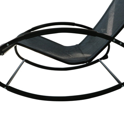 Rocking Chair Sun Lounger Recliner Rocker Texteline Fabric Patio Garden Relaxer with Pillow, Black