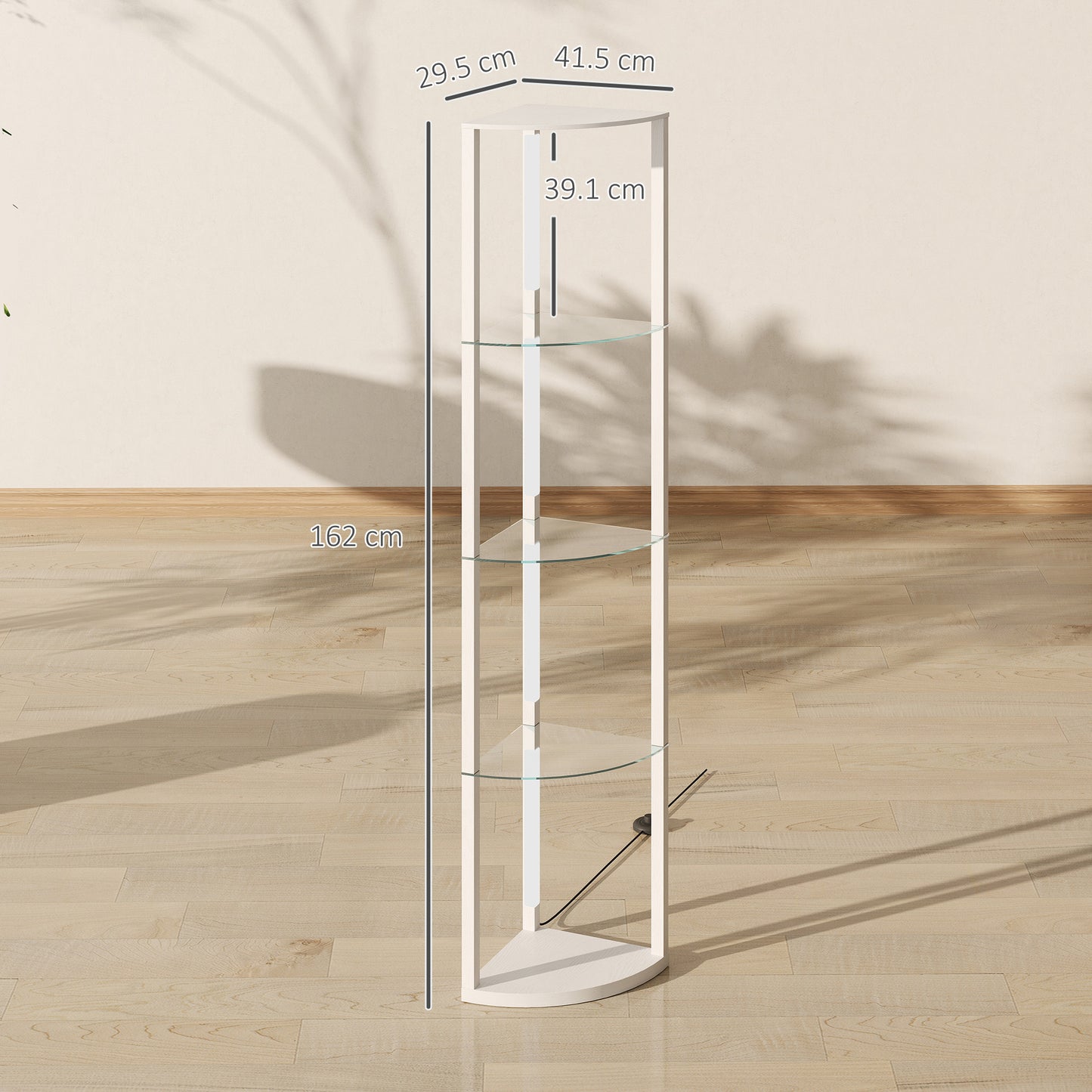 LED Floor Lamp with Shelves, Dimmable Standing Lamp with Foot Switch for Living Room, Bedroom, White