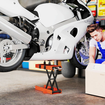 500 kg Motorcycle Scissor Lift Jack, Heavy Duty Steel Adjustable Motorbike Lifting Hoist Stand with Safety Pin