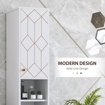 Tall Bathroom Storage Cabinet with Doors, Slim Bathroom Storage Unit with Adjustable Shelves