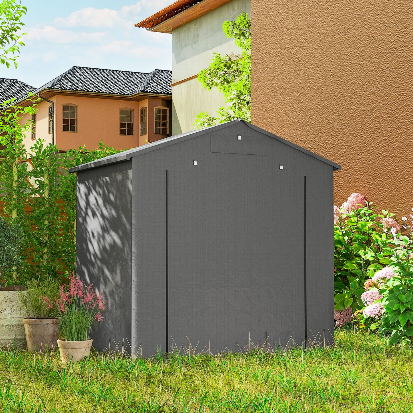 6 x 4 ft Outdoor Garden Storage Shed, Waterproof Bike Tent with Vent and Roll-Up Zipper Door