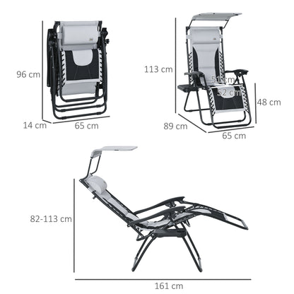 Zero Gravity Lounger Chair, Folding Reclining Patio Chair with Shade Cover, Padded Seat, Cup Holder