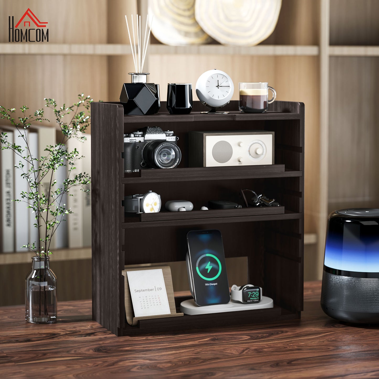 Four-Tier Desktop Organiser - Dark Brown