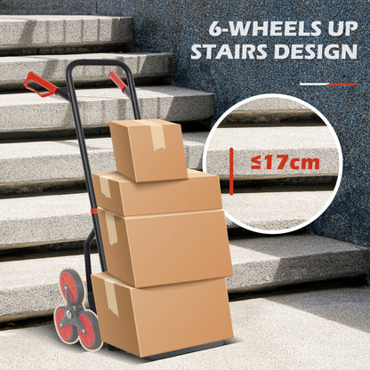 Stair Climbing Hand Truck, Heavy Duty Foldable Trolley on Wheels, Multi-Purpose Sack, Steel Truck Moving Trolley, 120kg, Red