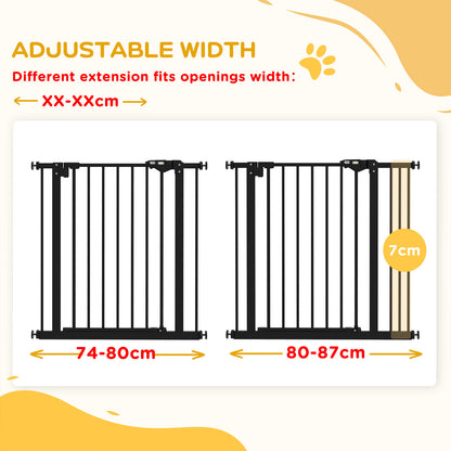 Adjustable Safety Gate w/ One Extensions, Four Adjustable Screws, Black