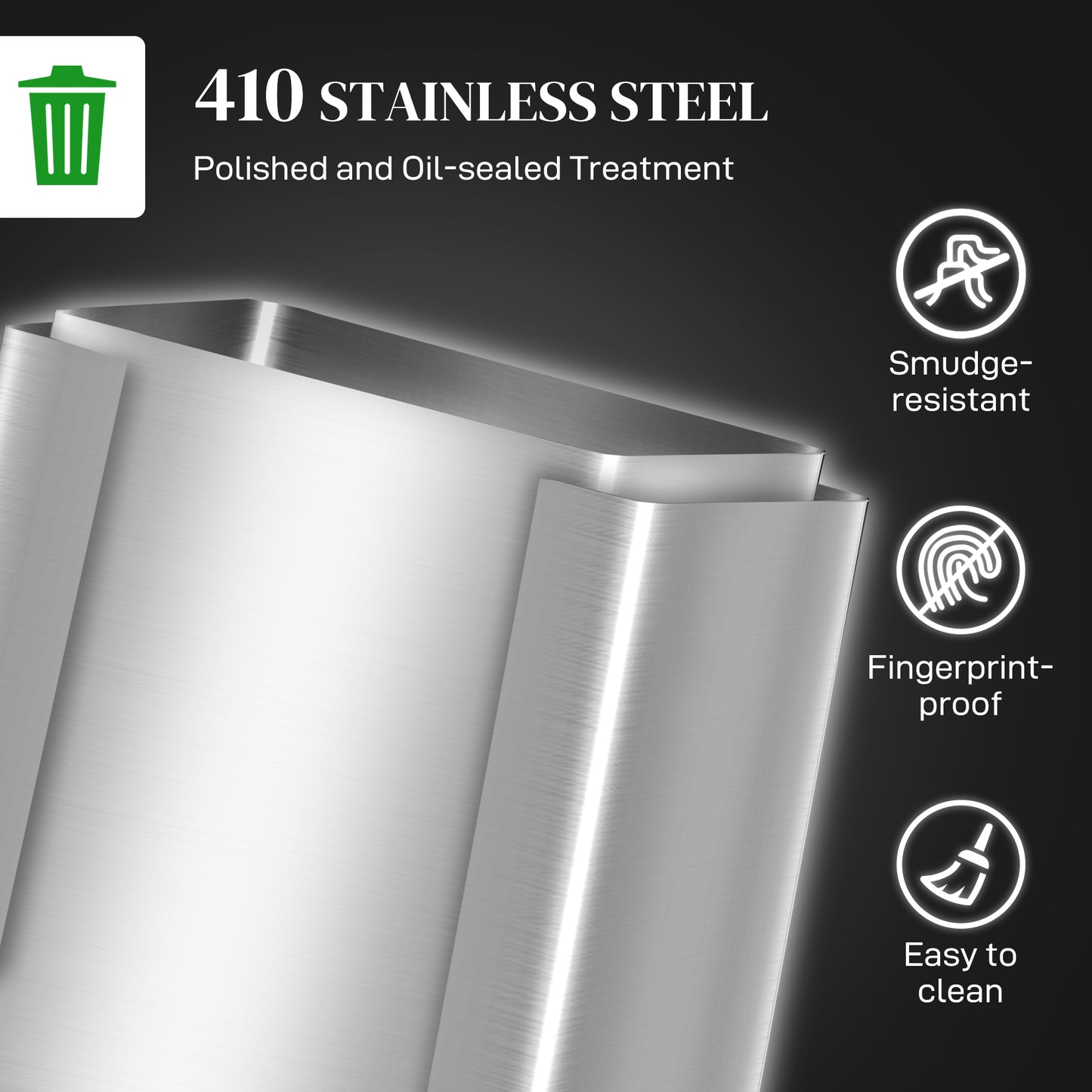 30L Dual Compartment Stainless Steel Bin, with Deodoriser Holders - Silver Tone
