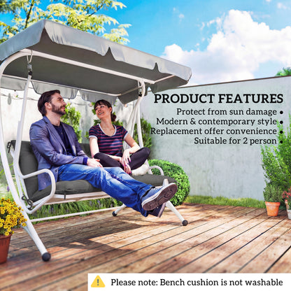 Garden Bench Cushion, 2 Seater Swing Chair Cushion, Seat Pad with Ties for Indoor and Outdoor Use, 110 x 120 cm, Black