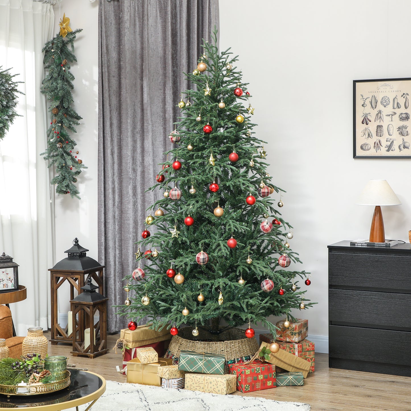 7 ft Full Spruce Christmas Tree with Realistic Dense Tips, Easy Assembly - Green