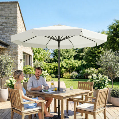 2.7m Patio Parasol Garden Umbrellas with Aluminium Pole, UPF 50+ Outdoor Sun Shade Table Umbrella with Tilt, Crank, 8 Ribs