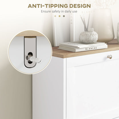 Two Flip Drawer Shoe Cabinet - White