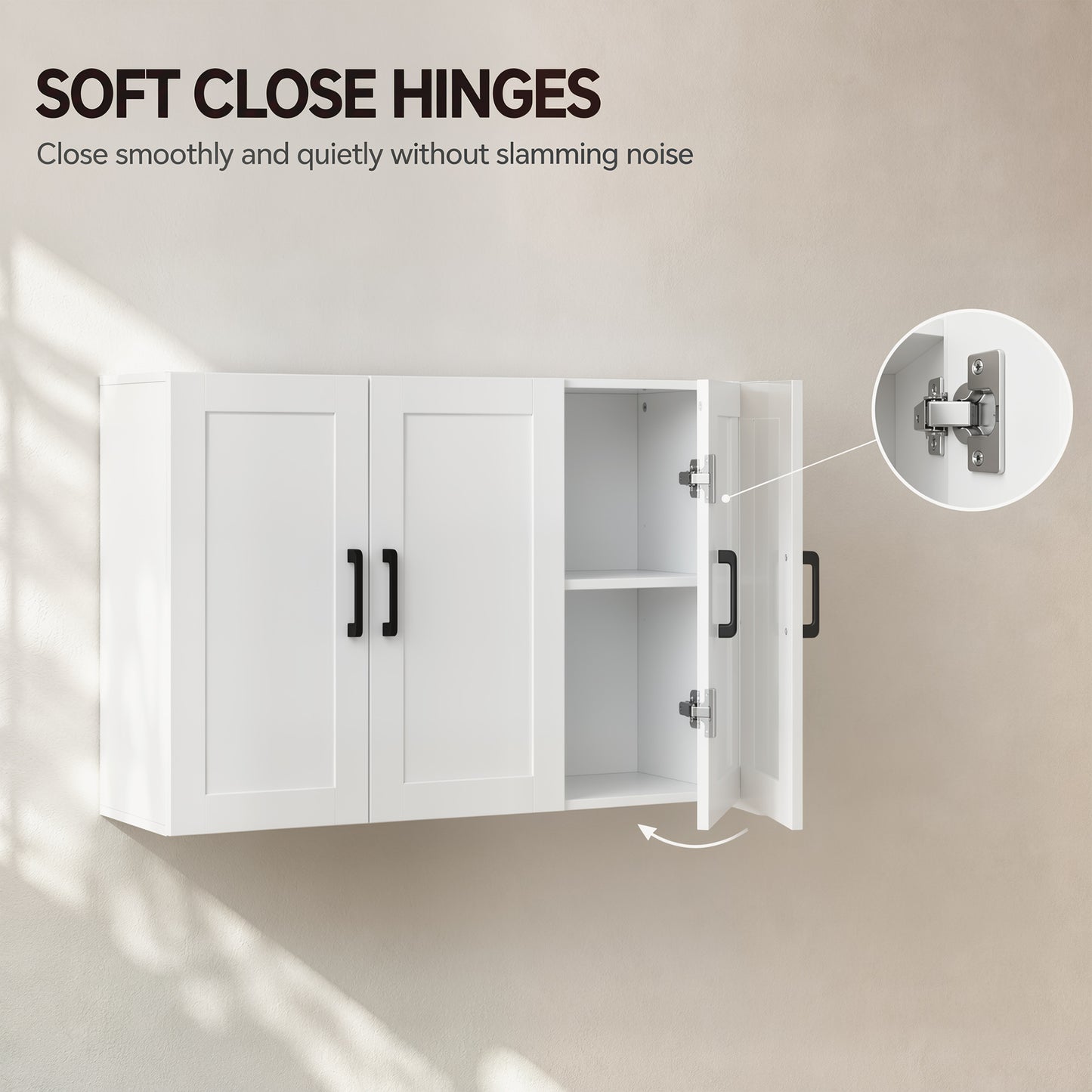 Bathroom Wall Cabinet, Wall Mounted Bathroom Cabinet, Over the Toilet Space Saver with Adjustable Shelves, White