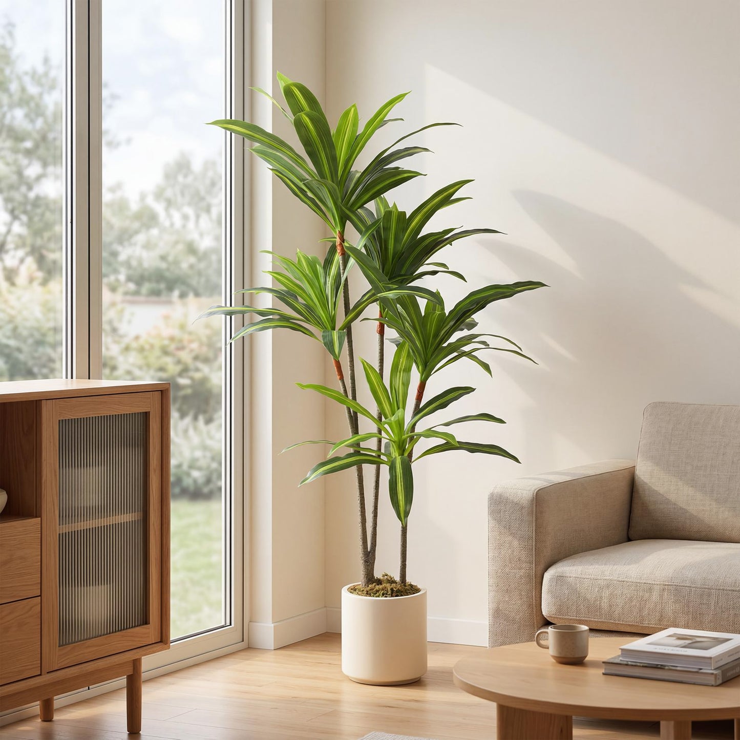 150cm Lifelike Fake Tree, Artificial Dracaena Tree with Bendable Trunks, Green