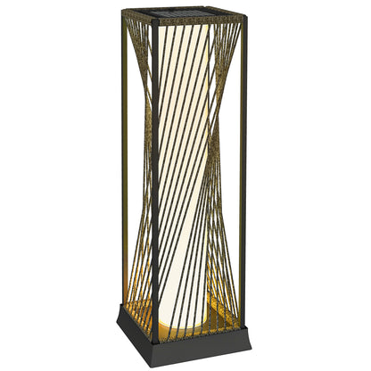 Garden Rattan Lamp, 77 cm Tall Solar Rattan Floor Lamp, Solar Garden Light with Auto On/Off LED Lights