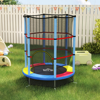 Kids Trampoline, with Enclosure Net, Steel Frame, for Ages 3-6 Years - MultiColoured