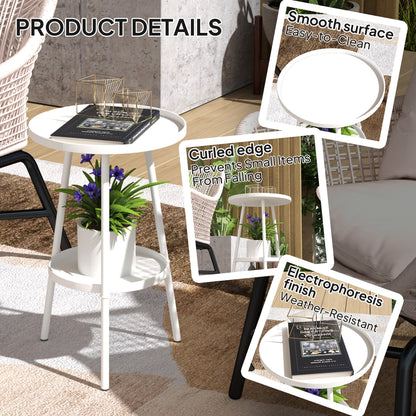 Two-Tier Metal Garden Table - White