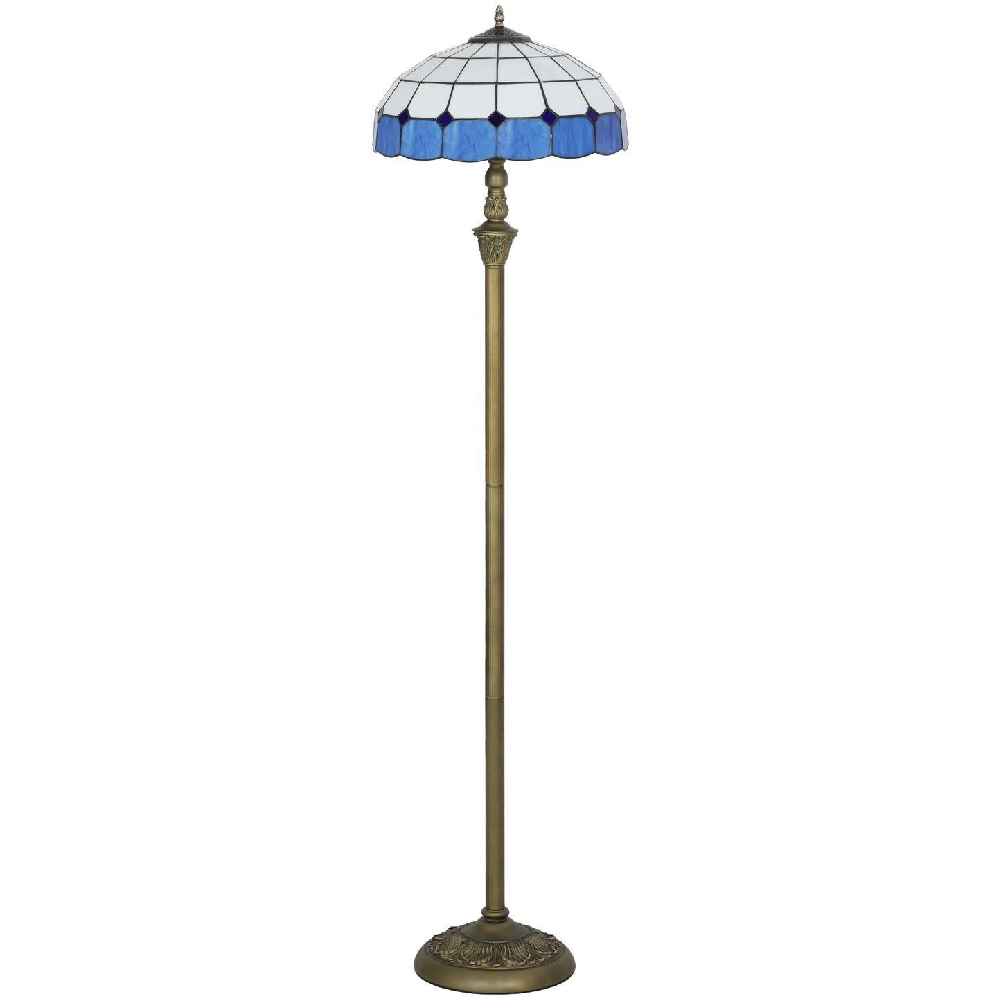 Tiffany-Style Floor Lamp with Handcrafted Stained Glass Shade