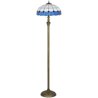 Tiffany-Style Floor Lamp with Handcrafted Stained Glass Shade