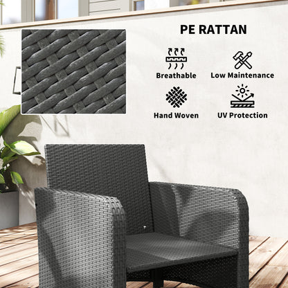 Five Piece Rattan Garden Furniture Set with 2-Tier Coffee Table and Ottomans - Cream White