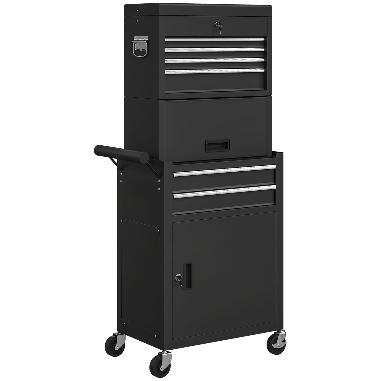 Three-Part Steel Locking Tool Chest - Black