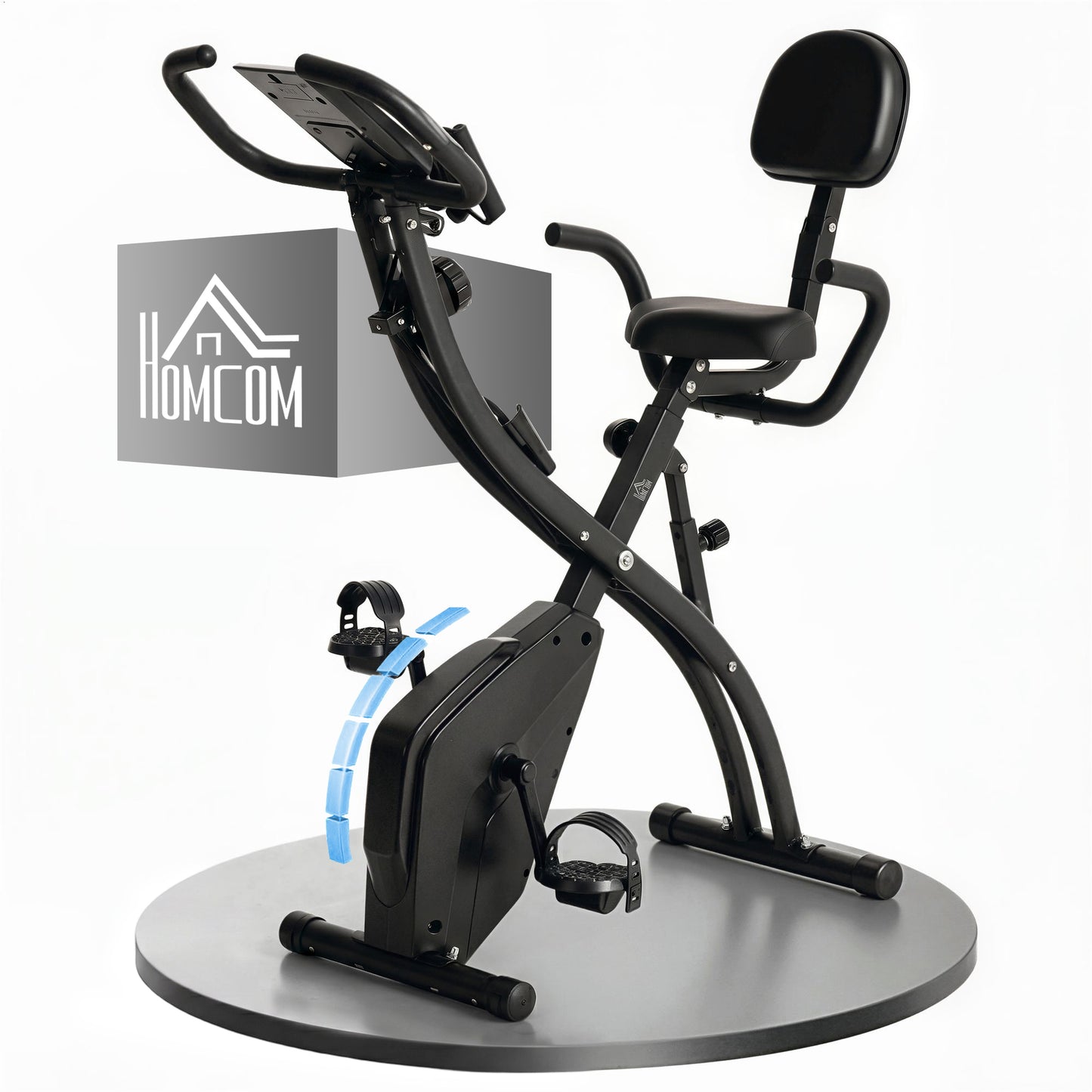 2-in-1 Folding Exercise Bike with 8-Level Magnetic Resistance, Arm Resistance Band, Pulse Sensor, Black