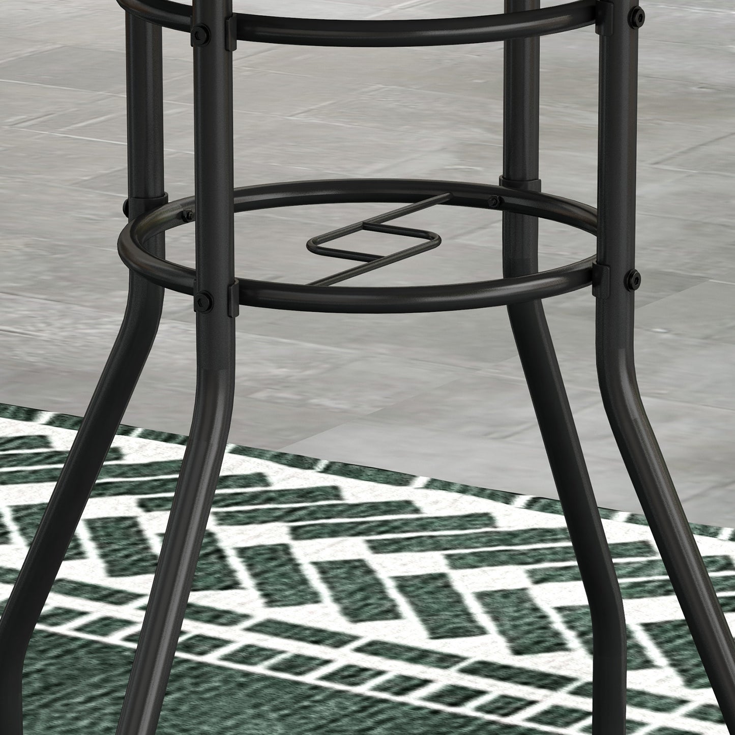 Φ60 Garden Table, with Glass Printed Tabletop - Brown