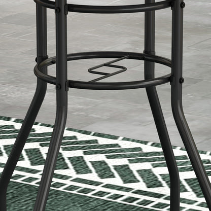 Φ60 Garden Table, with Glass Printed Tabletop - Brown