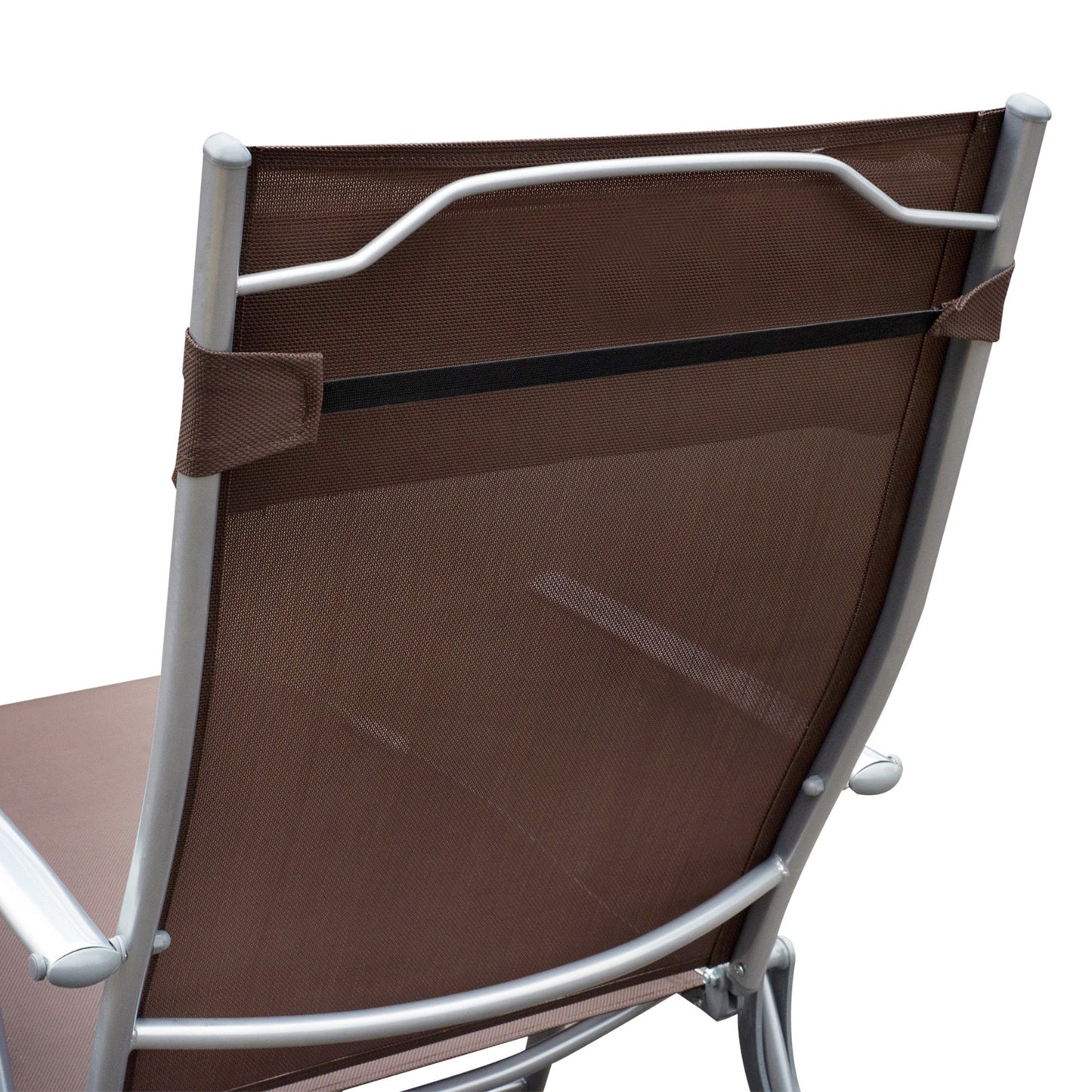 Sun Lounger Steel Frame Outdoor Folding Chaise Texteline Lounge Chair Recliner with Headrest & 7 Levels Adjustable Backrest