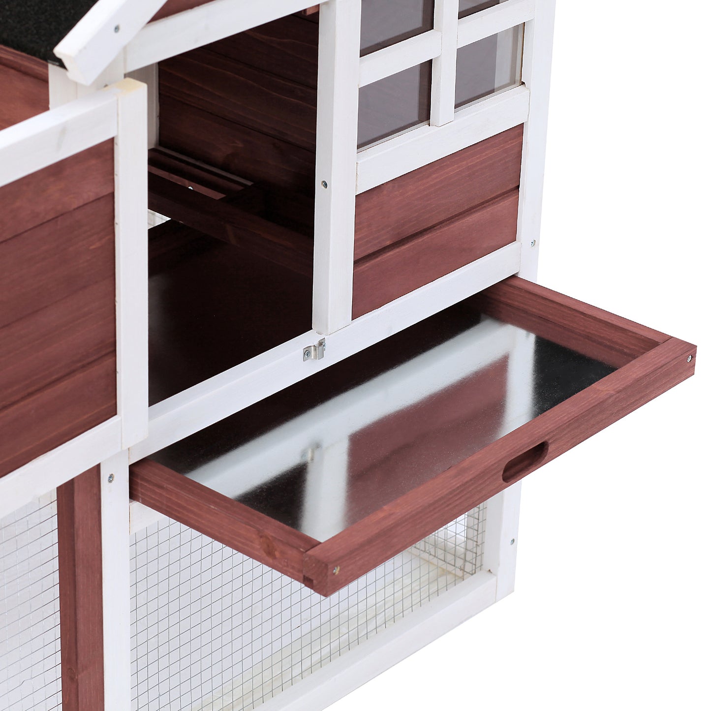 Rabbit Hutch Outdoor Wooden Guinea Pig Hutch Rabbit Run Bunny Cage Small Animal House Pull-Out Tray, Brown, 124 x 63 x 93 cm