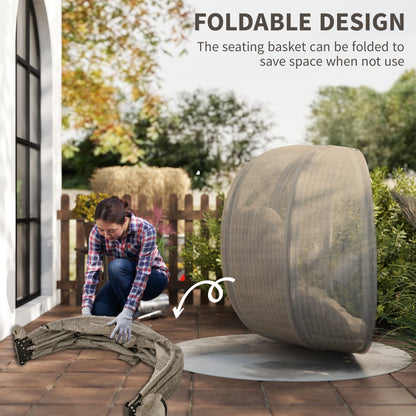 Double Hanging Egg Chair 2 Seaters Texteline Swing Hammock Chair with Stand, Cushion and Folding Design