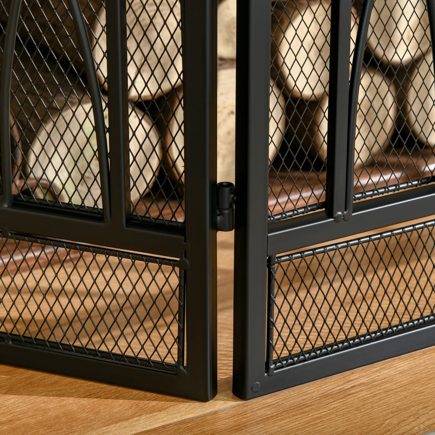 126cm 3-Panel Metal Folding Fireplace Screen Heat Flame Protective Guard Child Pet Home Spark Barrier Surround w/ Mesh Patter