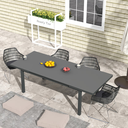 Aluminium Garden Table for 6-8, 246 cm Extending Outdoor Dining Table Rectangle for Patio, Balcony - Charcoal Grey