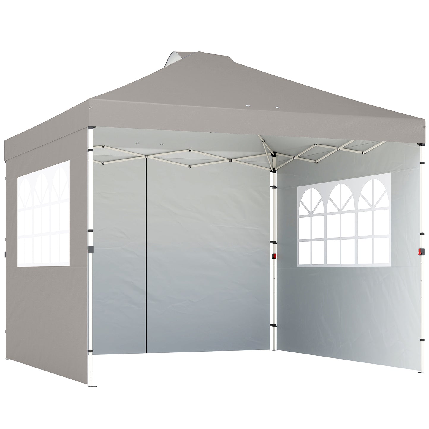 Pop Up Gazebo Waterproof Height Adjustable Canopy with 3 Sidewalls Wheeled Bag for Parties 3 x 3 m Grey