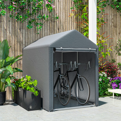 179 x 120cm Temporary Garden Shed, with Weather-resistant Plastic Cover and Accessories - Dark Grey