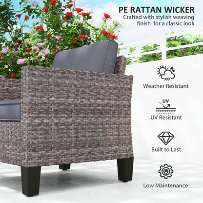 Single Rattan Armchair, with Cushions - Mixed Grey