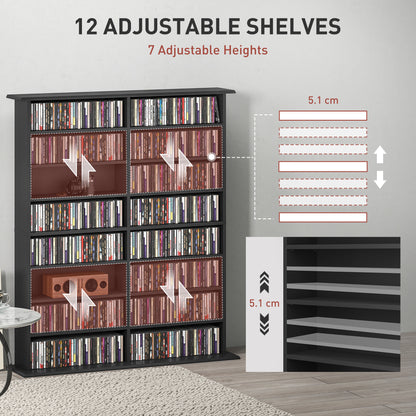 16-Compartment Media Shelf - Black