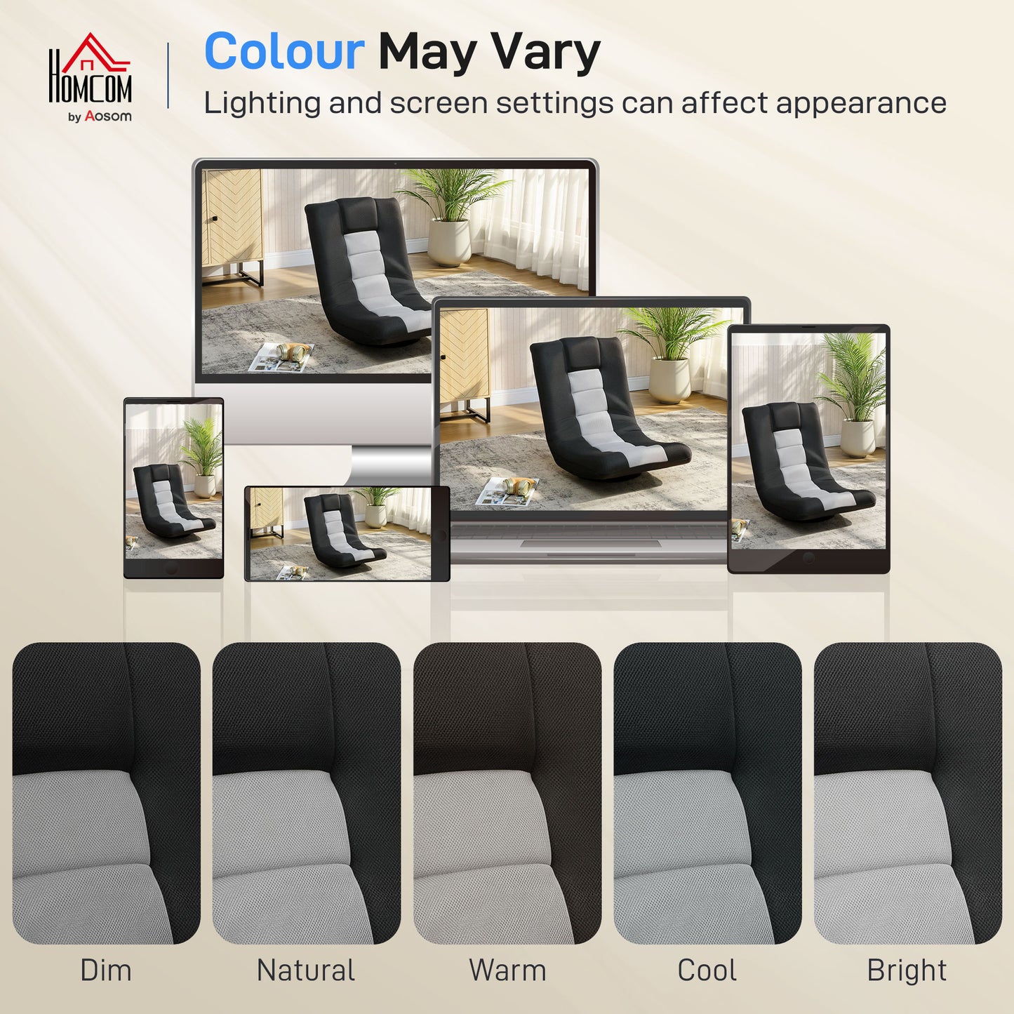 Floor Chair, Folding Floor Sofa with Adjustable Backrest, Wide Seat, Swivel Base, Black