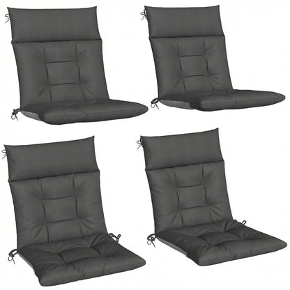 Patio Chair Cushions Set of 4, Waterproof Non-Slip Lounge Chair Cushions, 112x53cm, Dark Grey