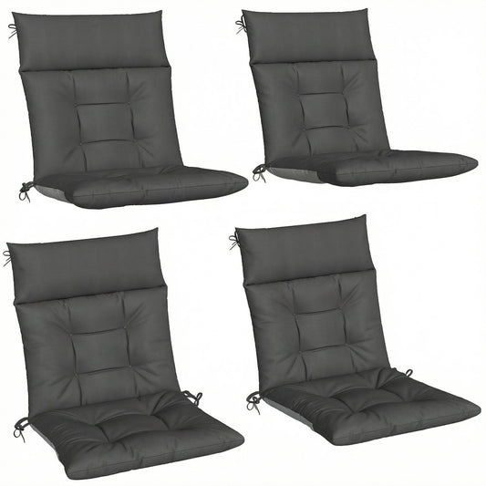Patio Chair Cushions Set of 4, Waterproof Non-Slip Lounge Chair Cushions, 112x53cm, Dark Grey