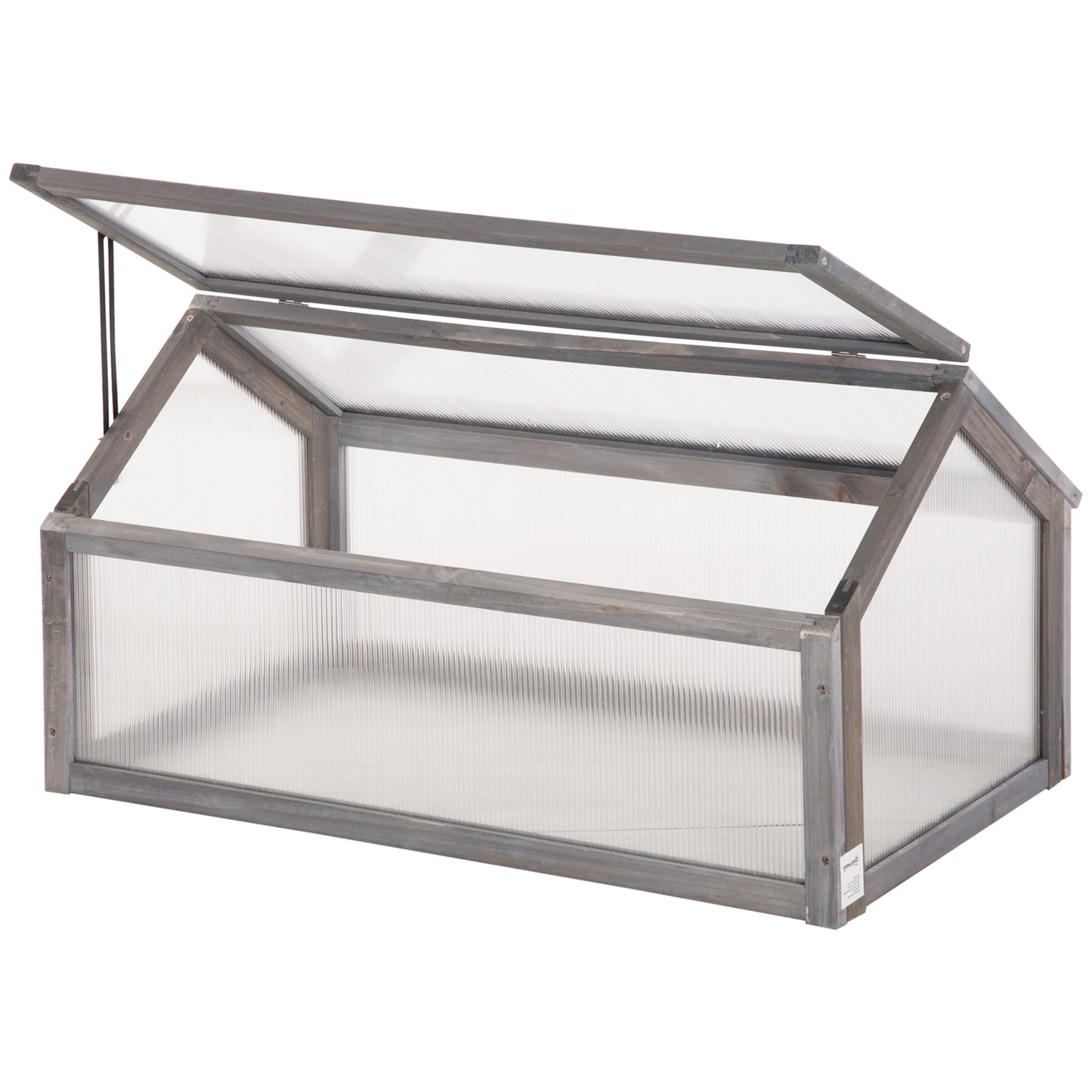 Wooden Cold Frame Garden Polycarbonate Greenhouse with Openable Top Cover, Grow House for Flowers, Vegetables, Plants