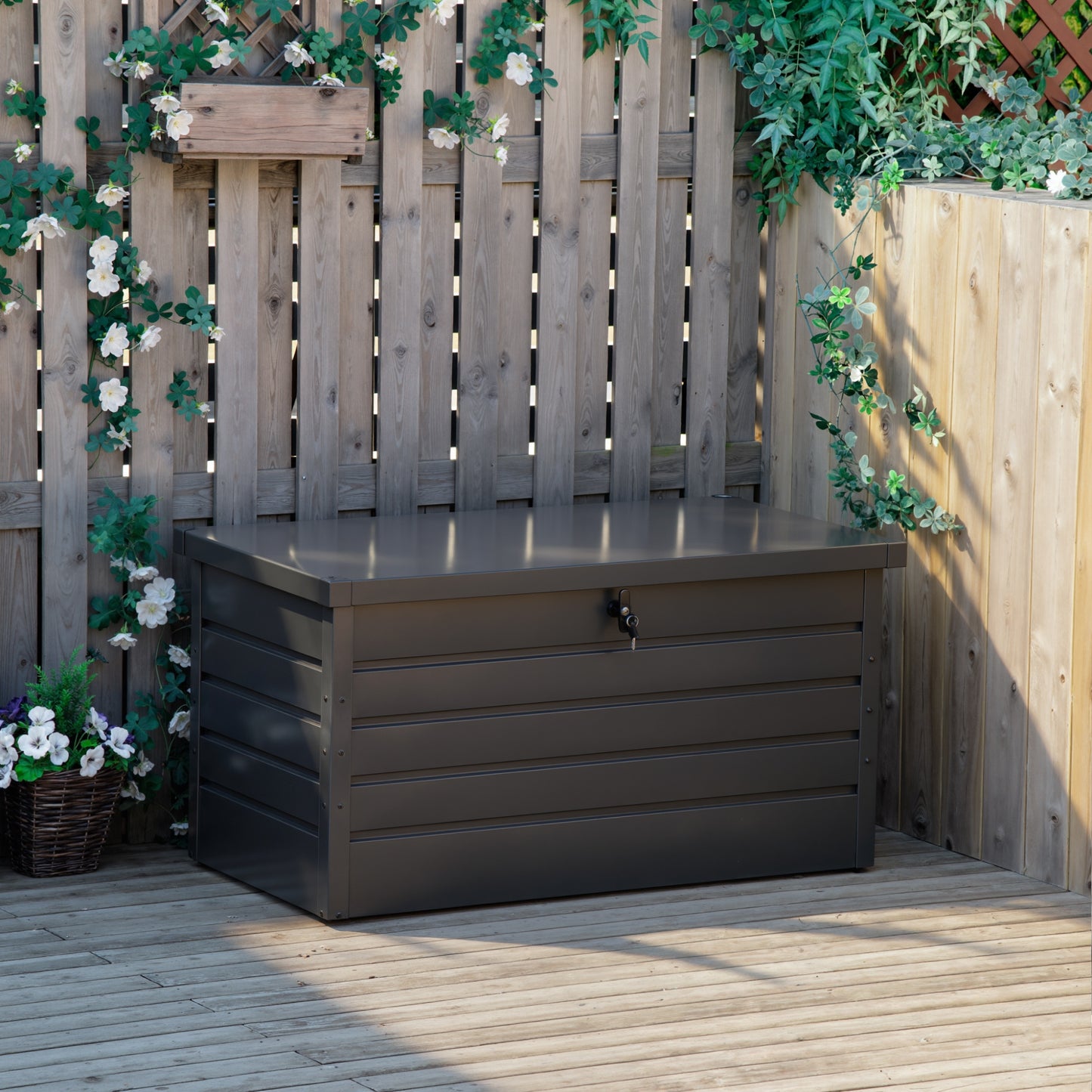 311L Galvanised Steel Garden Storage Box - Dark Grey