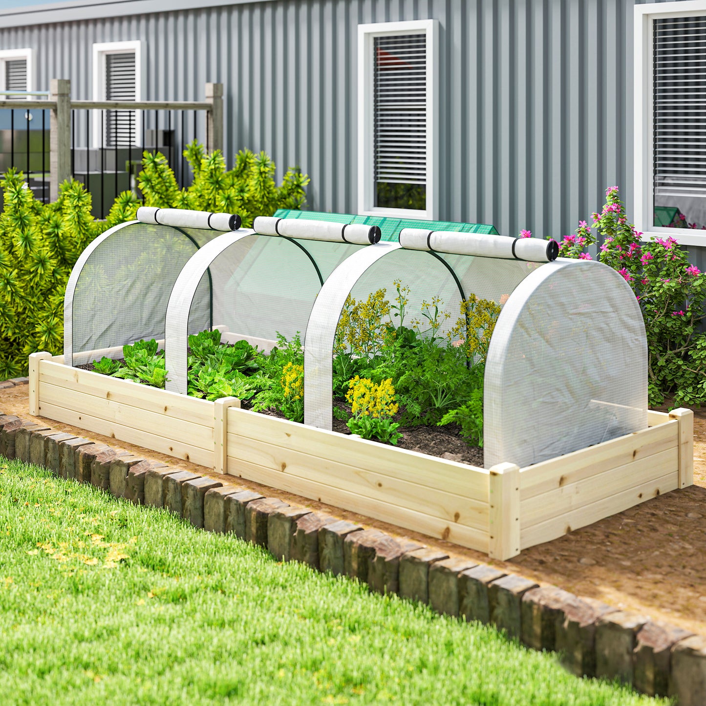295 x 100 cm Low Tunnel Greenhouse - White